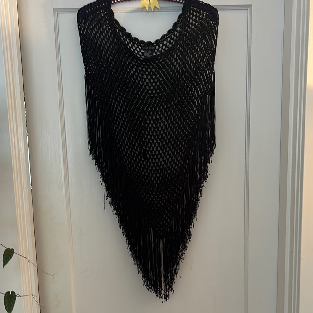 American Attitudes Black Crochet Shawl
